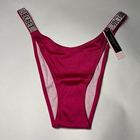 Victoria Secret 32B XS Bombshell Push Up Top Bikini Set LOGO Shine Strap Rose - Picture 9 of 14